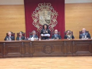 La presidenta del alto tribunal extremeño durante su intervención